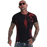 Yakuza Herren Waiting Death V02 T-Shirt, Schwarz/Rot, XXL
