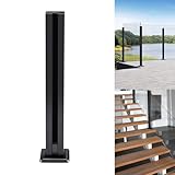 Aufun Glas Geländerpfosten Glashalter Edelstahl Schwarz Glasklemme Glas-Geländerpfosten für 10-12mm gehärtetes Glas werden, Sichtschutz Glas Terrasse Glas-Zaun Windschutz(85cm, Corner)