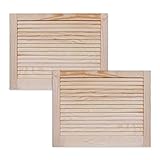Lamellentür Holztür Natur 462 x 594 x 21 mm mit geschlossenen Lamellen für Regale, Schränke, Möbel | Kiefer Holz unbehandelt | Doppel-Paket 2-er Pack