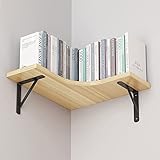 L-förmiges, schwebendes Eckregal aus Holz für Schlafzimmer, Wohnzimmer, Badezimmer und Küche, Wandmontage, dreieckiges Aufbewahrungsregal (1 Schicht)