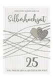 Perleberg - einzigartige Karten zur Silberhochzeit mit Herz Motiv - stilvolle Silberhochzeit Karte mit Umschlag in silber - elegante Karte zur Silberhochzeit mit Glückwunsch 11,6 x 16,6 cm