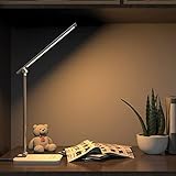 Aogled Schreibtischlampe LED Tischlampe Dimmbar Nachttischlampe 6W,Tischleuchte 5 Lichtfarben 5 Helligkeitsstufen,Kinder,Tischleuchte Augenschutz Touchscreen,Leselicht ideal für Leser,USB Type C