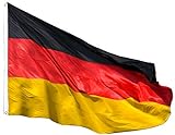 Deutschlandfahne XXL | Deutschland Fahne 90 x 150 mm aus hochwertigem Stoff mit Ösen | Germany Flag Flagge Fahne Groß für Fahnenmast Garten Balkon Auto