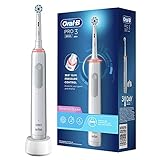 Oral-B PRO 3 3000 Sensitive Clean Elektrische Zahnbürste/Electric Toothbrush, mit 3 Putzmodi inkl. Sensitiv und visueller 360° Andruckkontrolle für Zahnpflege, Designed by Braun, weiß