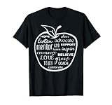 Love Teaching Heart Teach Werbung Adjektive Worte in Apfel T-Shirt