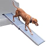 VOSS.PET Ausziehbare Hunderampe, Gelenkschonende Kofferraumrampe, Hundeautorampe, Auto Einstiegshilfe für Hunde aus Aluminium, 100 – 180cm, bis 120kg
