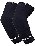GORNATION Ellenbogenbandagen - Elastische Bandagen für Herren & Damen - Elbow Sleeves für Calisthenics, Bodybuilding, Fitness - 1 Paar, Schwarz, L