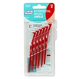 TEPE Angle Interdentalbürsten Rot (ISO Größe 2: 0,5 mm) / Kontrollierte Reinigung der Zahnzwischenräume auch an schwer zugänglichen Stellen / 1 x 6 Angle Interdentalbürsten