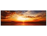 PANORAMA BILD in 150x50cm TOP Bilder! (Sonnenuntergang Panorama am Mittelmeer) Wandbild xxl günstig & modern ART PRINT Wandbilder Bilder EXKLUSIVES Fotowandbild auf Leinwand und Keilrahmen Bild Leinwandbild Fotodruck modern Zeitlos Stilvoll wie ein Gemälde Ausführung schöner Kunstdruck auf echter Leinwand als Wandbild mit Rahmen. Preiswerter als Ölbild Gemälde Foto Poster Plakat mit Bilderrahmen.