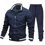 Herren-Freizeitjacke, leicht, mit Reißverschluss, langärmlig, Stehkragen, Streifendruck, Tasche, Sportbekleidung, Mantel Hose & Body Herren Western Fort H