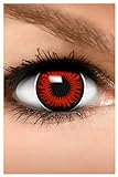FUNZERA Farbige Halloween Kontaktlinsen RED FLOWER, weich, 2 Stück (1 Paar), Ohne Sehstärke