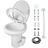 Mupera RV WC Pedal Flush - T-Type Water Outlets Gravity Flush Toilette mit Dämpfung Slow Down Toilettensitz und Abdeckung für Wohnmobil