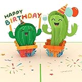 papercrush® Pop-Up Karte Geburtstag „Happy Birthday Kaktus“ - Lustige 3D Geburtstagskarte für Kinder (Mädchen, Junge) - Witzige Glückwunschkarte als Geldgeschenk zum Kindergeburtstag