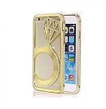 iPhone 5S Hülle, Handyhülle [Luxus Design Strass Case Metall Bumper] Kristal Diamant Schutzhülle für Apple iPhone Se Back Cover Rückschale [Gold]