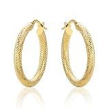 14 Karat 585 Gold Creolen Diamantiert Italienisch Ohrringe Gelbgold (30)