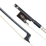ALFAAL Violinbogen Kohlefaserbogen Mit Ebenholz Frosch Weiße Mongolien -Pferdehaar Für 4/4 Größe Akustischer/elektrischer Geige