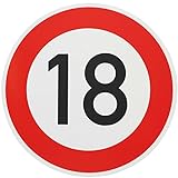 ORIGINAL Verkehrzeichen 18 KM/H Schild Nr. 250 (m. Sondertext) Verkehrsschild Straßenschild Straßenzeichen Metall auch Gebutrtstagschild zum 18. Geburtstag als 18km Geburtstagsschild 42 cm Metall