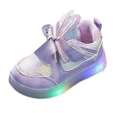 BOTCAM Infant Girls Single Shoes Bowknot First Shoes Buckle Strap Toddler Soft Bottom Breathable Princess Shoes Mädchen Hohe Sneaker 25 (Purple, 24 Toddler)