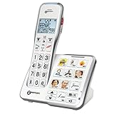 Geemarc AmpliDECT 595 Festnetztelefon für Senioren, kabellos, mit Anrufbeantworter, einfach und praktisch | Große SOS-Tasten für Fotos | Verstärkter Sound + 50 dB kompatibel mit Hörgeräten