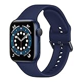 Anlinser Kompatibel mit Apple Watch Armband 45mm 44mm 42mm 41mm 40mm 38mm, Weiches Silikon Sport Wasserdichtes Ersatzarmband Kompatibel mit Apple Watch Serie 9 8 7 6 5 4 3 SE (42mm/44mm/45mm, Blau)