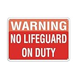 Warnung Kein Rettungsschwimmer im Dienst Yard Swimming Pool Home Parkplatz Indoor Outdoor Zinn Metall Warnschilder 8x12 Zoll