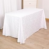 KLUOT Tischdecke 140 x 200 cm Weiß Tischdecken Polyester Abwischbar Tischtuch Maschinenwaschbar Dekorative Outdoor Tischdecke für Picknick, Party, Garten, Wohnzimmer, E