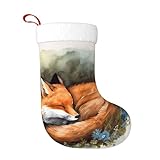 DEHIWI A Sleeping Fox Weihnachtsstrümpfe, superweich, Plüsch, Weihnachtsstrümpfe, Kamin, hängende Strümpfe, Weihnachtsfeier, Urlaubsdekoration, 45,7 cm