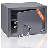 Brihard Familien Safe mit Doppelbartschloss - 25x35x25 cm Sicherheits-Tresor mit herausnehmbarer Ablage - Hochleistungs Tresor Passend für A4, Laptop