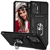 POUHYE Handyhülle für Samsung Galaxy S20 Plus / S20+ Hülle, [Slide Camera] Hybrid Militärqualität Stoßfest Bumper Outdoor Handyhülle mit 360° Drehbarer Metall Ring Ständer Schutzhülle Case Schw