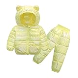 L9WEI Skijacke Winddichter Mantel mit Kapuze und Winterjacke mit Kapuze für Kinder und Jugendliche Skianzüge Mädchen 7 Jahre, B, 5-6 J