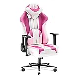 Diablo X-Player Gaming Stuhl Bürostuhl Schreibtischstuhl Stoff 3D Armlehnen Ergonomisches Design Nacken/- Lendenkissen (Marshmallow Pink, XL)