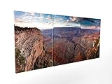 Panorama Leinwand Bilder Grand Canyon des Colorado 210x100 cm in 3 Stück - Gedruckt auf hochwertiger Leinwand mit Rahmen - Leinwandbilder XXL Wohnzimmer - 3 teilige Bilder - Dekorative Leinwandbilder