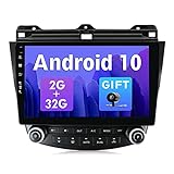 SXAUTO Android 10 Autoradio Passt für Honda Accord 7th (2002-2007) - KOSTENLOS Rückfahrkamera - [2G+32G] - 2 Din - 10.1 Zoll - Unterstützen DAB Lenkradsteuerung 4G WiFi Bluetooth Carplay Android Auto