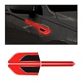 JNNJ 2PCS Kohlefaser Auto Reflektierende Aufkleber, 3D Hohe Intensität Nachtsicht Aufkleber, Reflektierende Auto-Kotflügel-Streifen, Sicherheitswarnung für Auto(Rot)