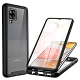 CENHUFO für Samsung Galaxy A42 5G Hülle, 360 Grad Schutzhülle Stoßfest Panzerhülle mit Eingebautem Displayschutz Robust Bumper Full Cover Outdoor Case Handyhülle für Samsung Galaxy A42 5G - Schw