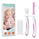 Baby-Zahnbürsten-Set (3-24 Monate) - BPA-freie Fingerzahnbürste Baby, Baby Zahnbürste & Zahnbürste Kleinkind - Komplettes Babyzahnbürstenset (rosa) - Cherish Baby Care