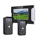 ASHBV Türklingelkamera 7-Zoll-Farbmonitor Video-Türsprechanlage Türklingel Intercom Kit 2-Kamera 1-Monitor Nachtsicht mit w