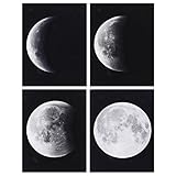MERIGLARE 4 Stück Schwarz Weiß Leinwand Malerei Nordic Wall Art Bild Mondphasen