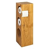 GREENHAUS Toilettenpapierhalter Stehend Holz Eiche 20x20x70 Handarbeit aus Deutschland Klopapierhalter ohne Bohren WC Garnitur mit Schlitz