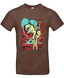Smilo & Bron Herren T-Shirt mit Motiv Zombie Superstar Bedruckt Braun Chocolate S