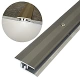 ULTINESS - Bodenprofil Parkett & Laminat 100 cm Aluminium eloxiert (0-15 mm) Edelstahloptik | Übergangsprofil | Anpassungsprofil | Abschlussprofil | Übergangsschiene (Anpassungsprofil)