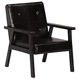 Susany Echtleder-Sessel Stuhl Bürostuhl Bürosessel Fernsehsessel Armstuhl für Ihre Büro-Wohnzimmer- oder Schlafzimmereinrichtung,Abmessungen: 61 x 70 x 74 cm (B x T x H) Schwarz