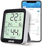 Govee Thermometer Hygrometer, Mini LCD Digital Thermometer Hygrometer Innen mit Benachrichtigungs Alarm, Präzise Hygrometer Temperatur mit APP, Datenspeicherung für Gewächshaus Weinkeller