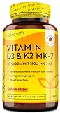 Vitamin D3 & K2 Tabletten - 240 Tabletten - 150mcg K2 - Premium: 99,7+% All Trans MK7 (K2VITAL® von Kappa) + 5.000 IE Vitamin D3 - Hochdosiert - Vegetarier
