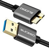 SUCESO USB 3.0 Micro B Kabel USB 3.0 Stecker auf Micro B Stecker Datenkabel Externes Festplattenkabel Kompatibel mit Toshiba, WD, Seagate Festplatte, Samsung Galaxy S5/Note 3/Note Pro 12,2 usw(0.5M)