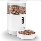 4L Automatischer Katzenfutterautomat, WLAN-fähiger Intelligenter Futterautomat für Katzen und Hunde, Futterautomat mit Sprachwiedergabe (EU-Stecker)
