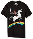 Marvel Unisex-Erwachsene Deadpool Riding A Unicorn On A Rainbow T-Shirt, schwarz, Groß
