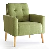 Mondeer Sessel, Sessel ​mit Armlehnen Massivholzbeine Modern Einfach für Schlafzimmer Wohnzimmer Balkon Büro, D72 x W72 x H81 cm, Grü