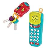 Battat BT2629Z – Baby Spielzeug Schlüssel und Handy mit Lichtern und Tönen – Schlüsselbund Autoschlüssel und Spielzeugtelefon für Kinder ab 10 Monaten (2 Teile)