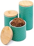Praknu Keramik Vorratsdosen mit Deckel in Türkis 3er Set - Luftdicht - Modern & Dekorativ - Spülmaschinenfest - für Kaffee Tee Müsli